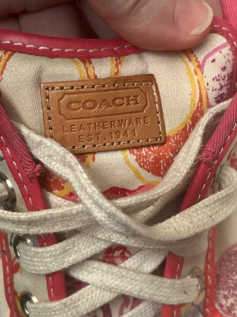 Coach Signature Canvas Low-Top Sneakers with Pink Trim - Picture 6 of 7